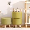 SOVORM Small Foot Stool Round Ottoman with Wood Legs, 11''H, Sofa Footrest Extra Seating for Living Room Entryway Office (Color : Green) view 4