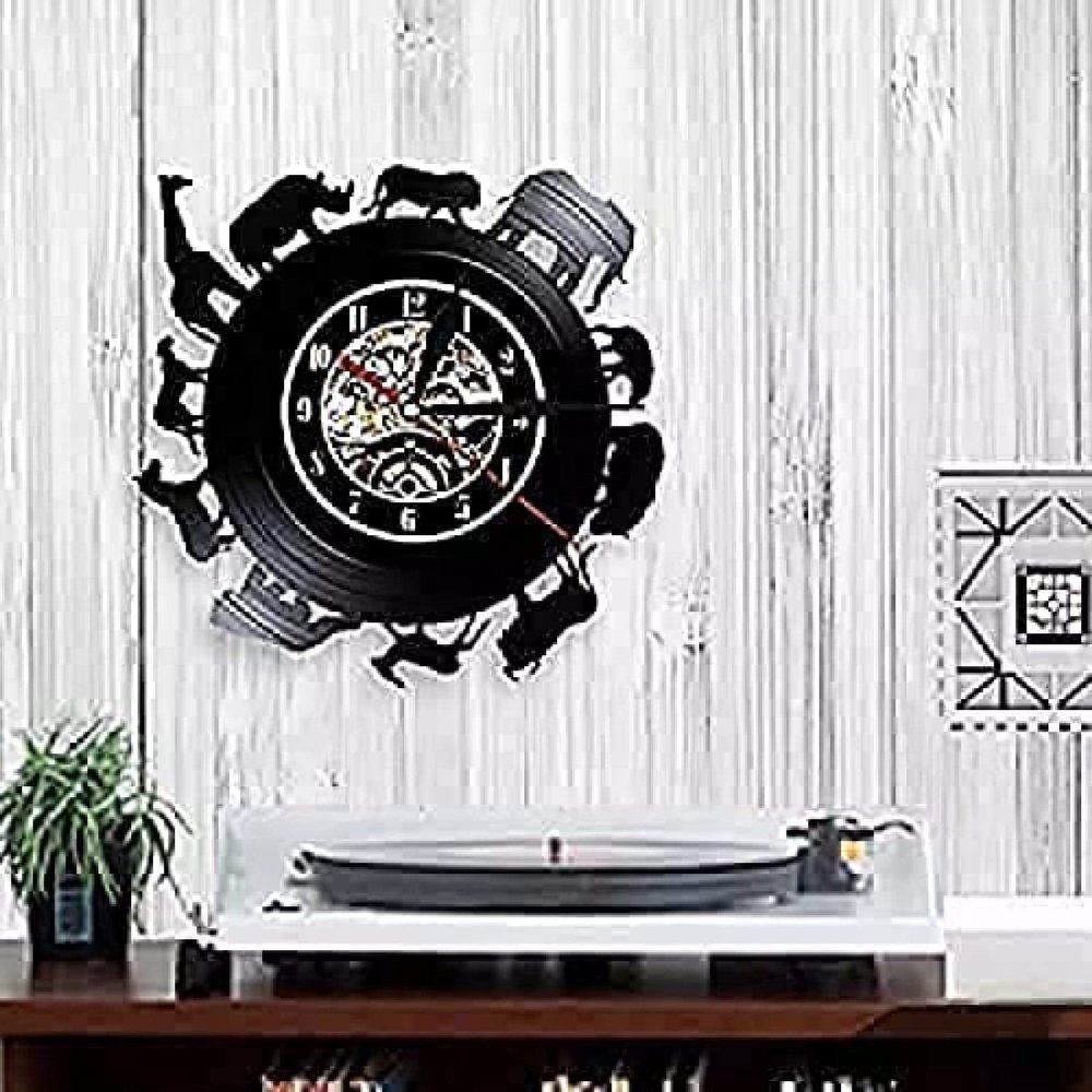 Africa Wall Clock Retro Vinyl Record Clock Creative Wall Art Decor Wall Clock Nursery Decor for Kids Room
