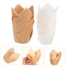 100pcs Tulip Cupcake Liners Greaseproof Muffin Baking Cups High Temperature Resistant for Weddings Parties and Bakeries Natural White view 2