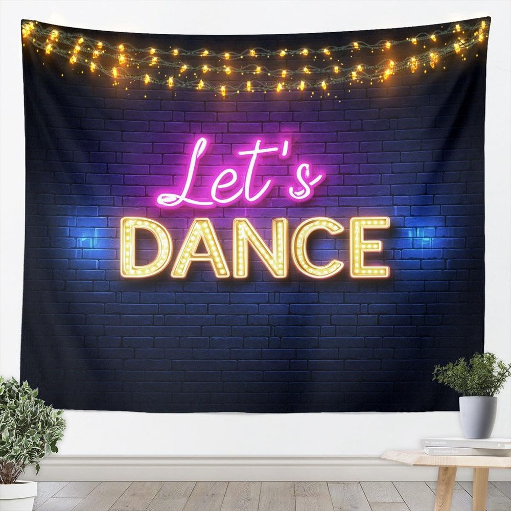 Dance Lovers Kids Tapestry,Brick Wall Retro Hip-hop Wall Tapestries,Girls Boys Adults Bedroom Decor,Modern Fashion Sports Romantic Wall Hanging,Blue Purple Home Wall Decor,Large 59.1 x 82.7 Inches