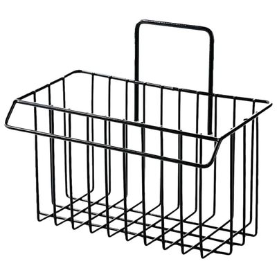 Cabilock Hanging Drain Basket Kitchen Organizer for Spice Bottles and Brushes Nail Iron Storage Holder for Kitchen and Bathroom and Space-saving Design Black