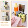 Cabilock Hanging Drain Basket Kitchen Organizer for Spice Bottles and Brushes Nail Iron Storage Holder for Kitchen and Bathroom and Space-saving Design Black view 2