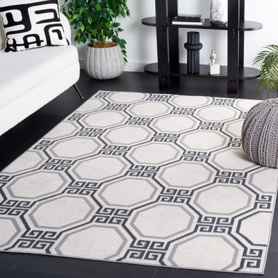 SAFAVIEH Area Rug 8x10 - Odyssey Collection - Large - Ivory & Grey, Geometric Greek Key Design, Non-Shedding & Easy Cleaning, Ideal for Living Room, Bedroom, Office, Dining Space (ODY818A)