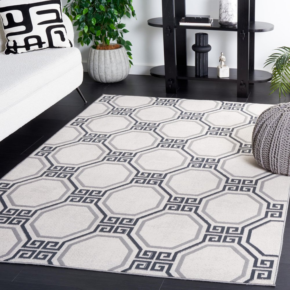 SAFAVIEH Area Rug 8x10 - Odyssey Collection - Large - Ivory & Grey, Geometric Greek Key Design, Non-Shedding & Easy Cleaning, Ideal for Living Room, Bedroom, Office, Dining Space (ODY818A)