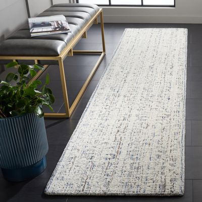 SAFAVIEH Ebony Collection Accent Rug - 3' x 5', Blue & Ivory, Handmade Wool, Ideal for High Traffic Areas in Entryway, Living Room, Bedroom (EBN115M)