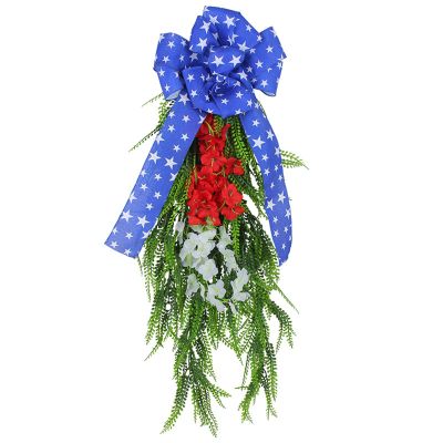 Mokylor Independence Day Wreath Decoration, 29.5 Inch Artificial Green Leaves Flowers Spring Wreaths for Front Door Farmhouse, Door Sign for Summer Patriotic Independence Day Decorations (#1)