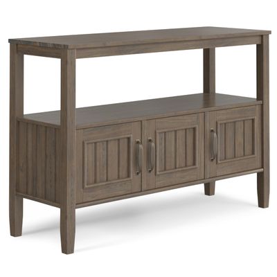 SIMPLIHOME Lev SOLID WOOD 48 Inch Wide Contemporary Console Table in Smoky Brown, For the Living Room, Entryway and Bedroom