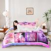 Dance Lovers Kids Duvet Cover Set King Size,Ballet Dancers Romantic Bedding Set,Girls Boys Adults Bedroom Decor,Geometric Plaids Patchwork Comforter Cover,Pink Purple Chic Quilt Cover,2 Pillowcases view 2