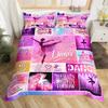 Dance Lovers Kids Duvet Cover Set King Size,Ballet Dancers Romantic Bedding Set,Girls Boys Adults Bedroom Decor,Geometric Plaids Patchwork Comforter Cover,Pink Purple Chic Quilt Cover,2 Pillowcases view 4