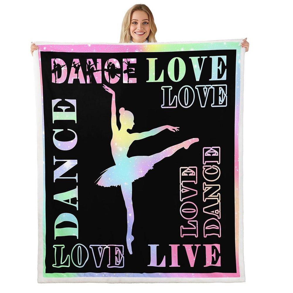 Dance Lovers Kids Throw Blanket,Ballet Dancer Silhouette Bed Blanket for Girls Boys Adults,Colorful Starry Sky Dreamy Fleece Blanket,Fashion Romantic Fuzzy Blanket,Queen Size (90 x 90 Inches)