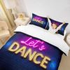 Dance Lovers Kids Duvet Cover Set King Size,Brick Wall Retro Hip-hop Bedding Set,Girls Boys Adults Bedroom Decor,Modern Fashion Sports Romantic Comforter Cover,Blue Purple Quilt Cover,2 Pillowcases view 3