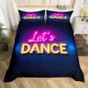 Dance Lovers Kids Duvet Cover Set King Size,Brick Wall Retro Hip-hop Bedding Set,Girls Boys Adults Bedroom Decor,Modern Fashion Sports Romantic Comforter Cover,Blue Purple Quilt Cover,2 Pillowcases view 4