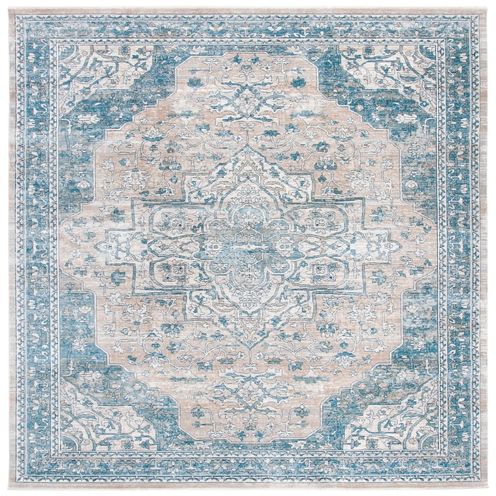 SAFAVIEH Area Rug 8x10 - Victoria Collection - Large - Blue & Grey, Vintage Traditional Distressed Design, Non-Shedding & Easy Cleaning, Ideal for Living Room, Bedroom, Office, Dining Space (VICB910F)