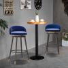 AZBROW Swivel Bar Stools Set, Counter Height Bar Stool, 360 Swivel Bar Stools with Back + Black Leg, Modern Kitchen Breakfast Chair Velvet Upholstered, 4 PCS (Color : Blue 4pcs) view 2