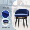 AZBROW Swivel Bar Stools Set, Counter Height Bar Stool, 360 Swivel Bar Stools with Back + Black Leg, Modern Kitchen Breakfast Chair Velvet Upholstered, 4 PCS (Color : Blue 4pcs) view 4