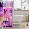 Dance Lovers Kids Shower Curtains,Ballet Dancers Romantic Bathroom Curtains for Girls Boys Adults,Geometric Plaids Patchwork Pink Purple Chic Waterproof Curtains,12 Hooks Suits,72" W x 78" L view 3