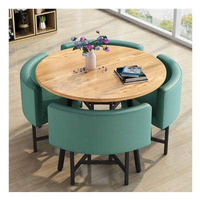 AzbroW Modern Conference Room Coffee Table with Chair, Hotel Table and Chair Combination Cafe Milk Tea Shop Reception Room 80cm Round Table 1 Table and 4 Chairs Set (Color : Combination Two)