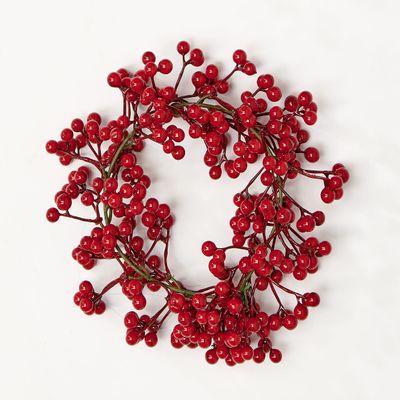 4.5" Inner Diameter Christmas Red Berry Pillar Candle Ring
