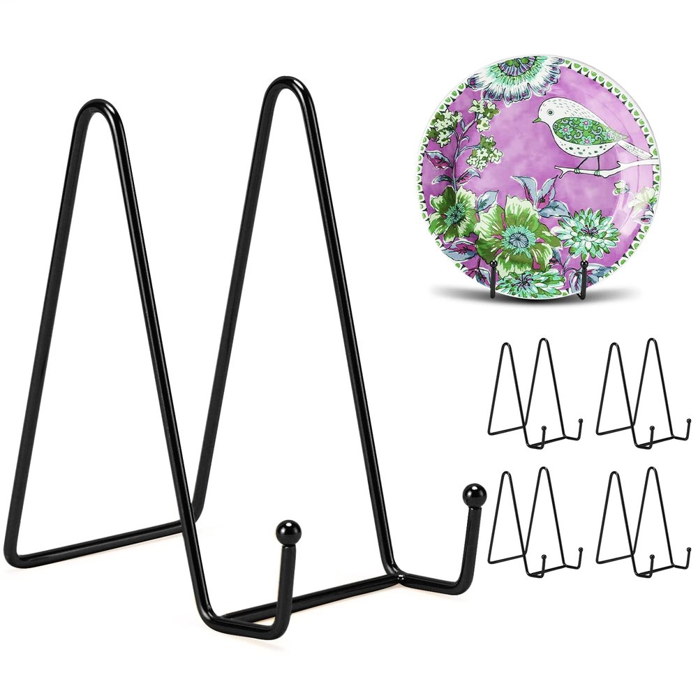Kruodop 6 Inch Plate Stands for Display, 5 Pack Plate Holder Display Stand, Black Metal Frame Easel Holder Stand for Pictures,Book, Photo, Decorative Plate