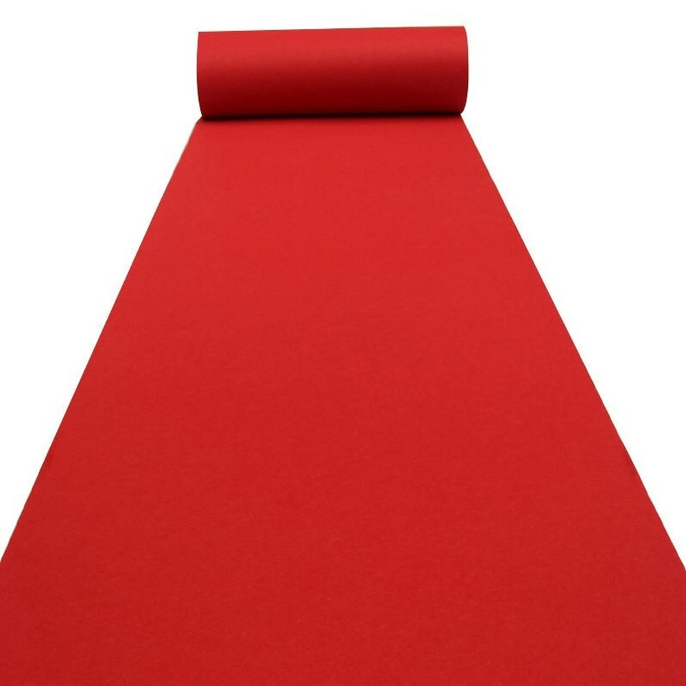 Wedding Aisle Runner Carpet Red Event Carpet Roll Non-Slip Wear-Resistant Walkway Floor Mat for Decoration Party Prom Beach with 1 Piece Tape (Size : 1x50m)