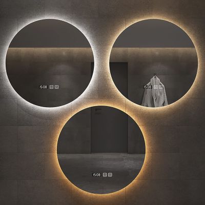 REIFNA Round Wall Mirror,with Sensor Touch Control,Anti-Fog Shatter-Proof,3 Colors Dimmable Light,for Entryways,Washrooms,Living Rooms,Bedroom,Dressing Room,Hallway (Size : 80cm, Color : Backlight)