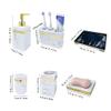 DYPASA Soap Pump Dispenser 7- Pieces Bathroom Accessories Set - Soap Dispenser Toothbrush Holder Tumbler Soap Dish Cotton Jar and Tray, Marble Imitate Resin Bottles Dispenser (Color : Gold) view 2