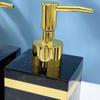 DYPASA Soap Pump Dispenser 7- Pieces Bathroom Accessories Set - Soap Dispenser Toothbrush Holder Tumbler Soap Dish Cotton Jar and Tray, Marble Imitate Resin Bottles Dispenser (Color : Gold) view 4