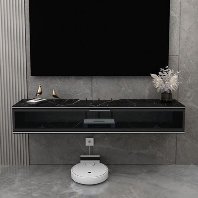 IBOWZ Floating TV Stand Cabinet Floating Shelf for Under Tv Small Wall Mountable Slate Cabinet Shelve Stand Living Room Entertainment Unit Component with Storage Wooden Media Console Center