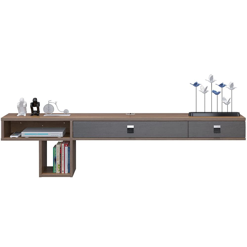 IBOWZ Floating TV Stand Cabinet Floating Tv Shelf,with Drawer,Tv Shelf Wall Mounted with Open Storage,Hanging Tv Cabinet for Cable Boxes Routers DVD Players