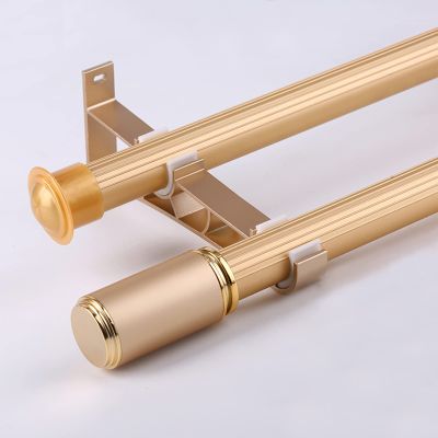 TEN-HIGH Curtain Rods 6.56ft, 2 Pack Anti-noise Curtain Rods for Windows,Aluminium Curtain Pole with Connectors Brackets for Living Room, Bathroom, Bedroom(Gold Color, Thickness: 1.8mm)