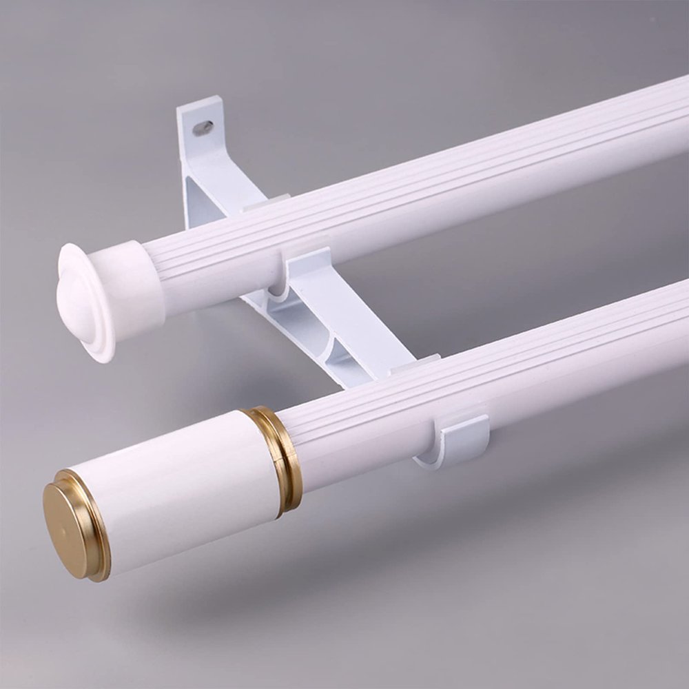 TEN-HIGH Curtain Rods 3.28ft, 2 Pack Anti-noise Curtain Rods for Windows,Aluminium Curtain Pole with Connectors Brackets for Living Room, Bathroom, Bedroom(White Color, Thickness: 1.8mm)