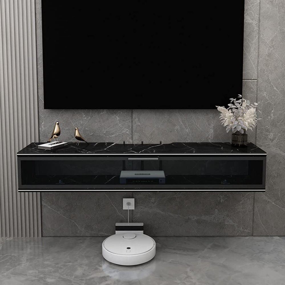 IBOWZ Floating TV Stand Cabinet Floating Shelf for Tv Wall Mountable Slate Cabinet Shelve Stand Living Room Entertainment Unit Component with Storage Wooden Media Console Center
