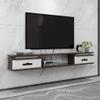 IBOWZ Floating TV Stand Cabinet Tv Cabinet Wall Mountable Tv Shelf Stand Living Room Modern Floating Entertainment Unit Component with 2 Storages Wooden Tv Console view 1