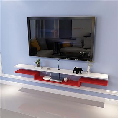 IBOWZ Floating TV Stand Cabinet Media Console Floating Shelves,Tv Shelf Wall Mounted Hanging Tv Cabinet for Cable Boxes Routers Remotes DVD Players