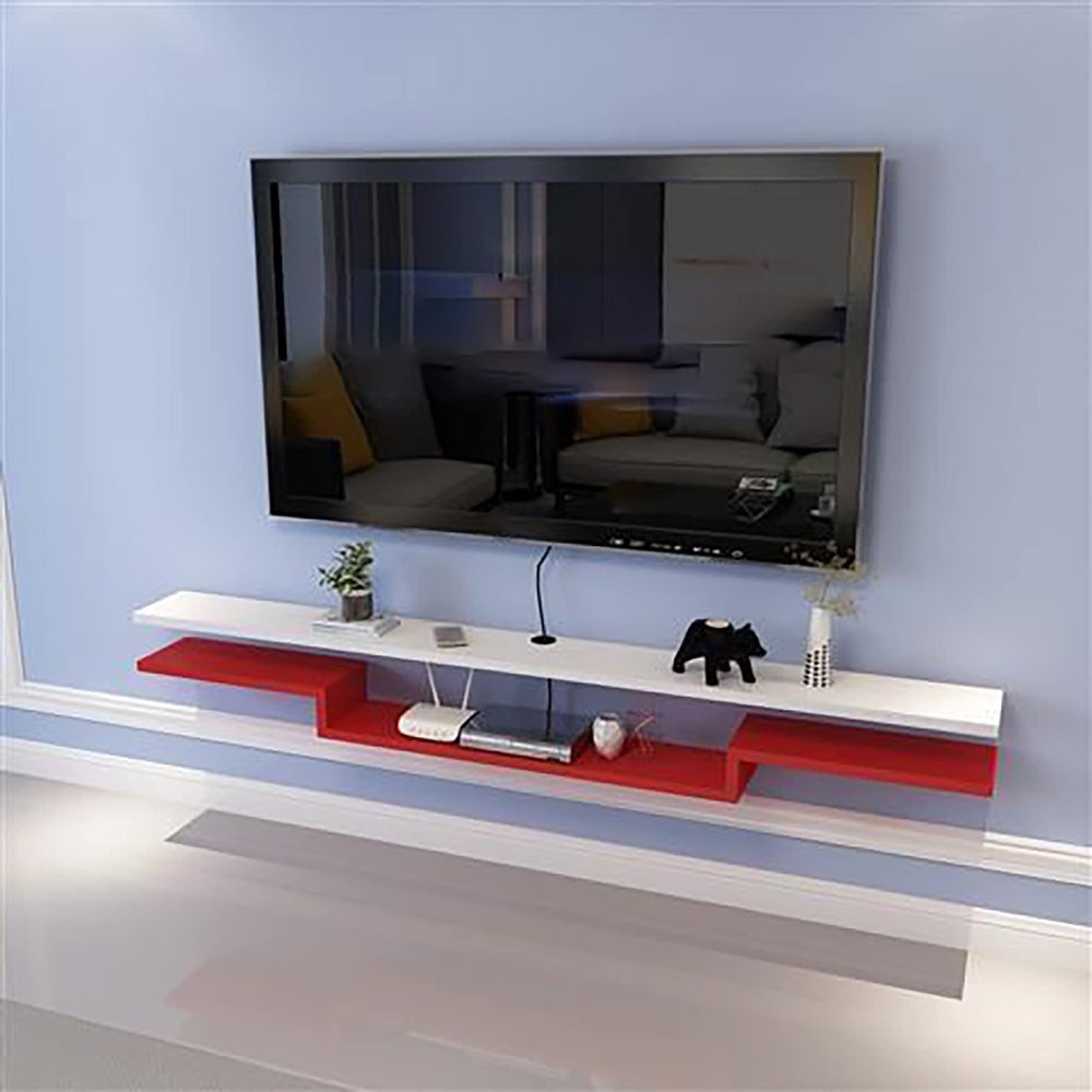 IBOWZ Floating TV Stand Cabinet Media Console Floating Shelves,Tv Shelf Wall Mounted Hanging Tv Cabinet for Cable Boxes Routers Remotes DVD Players