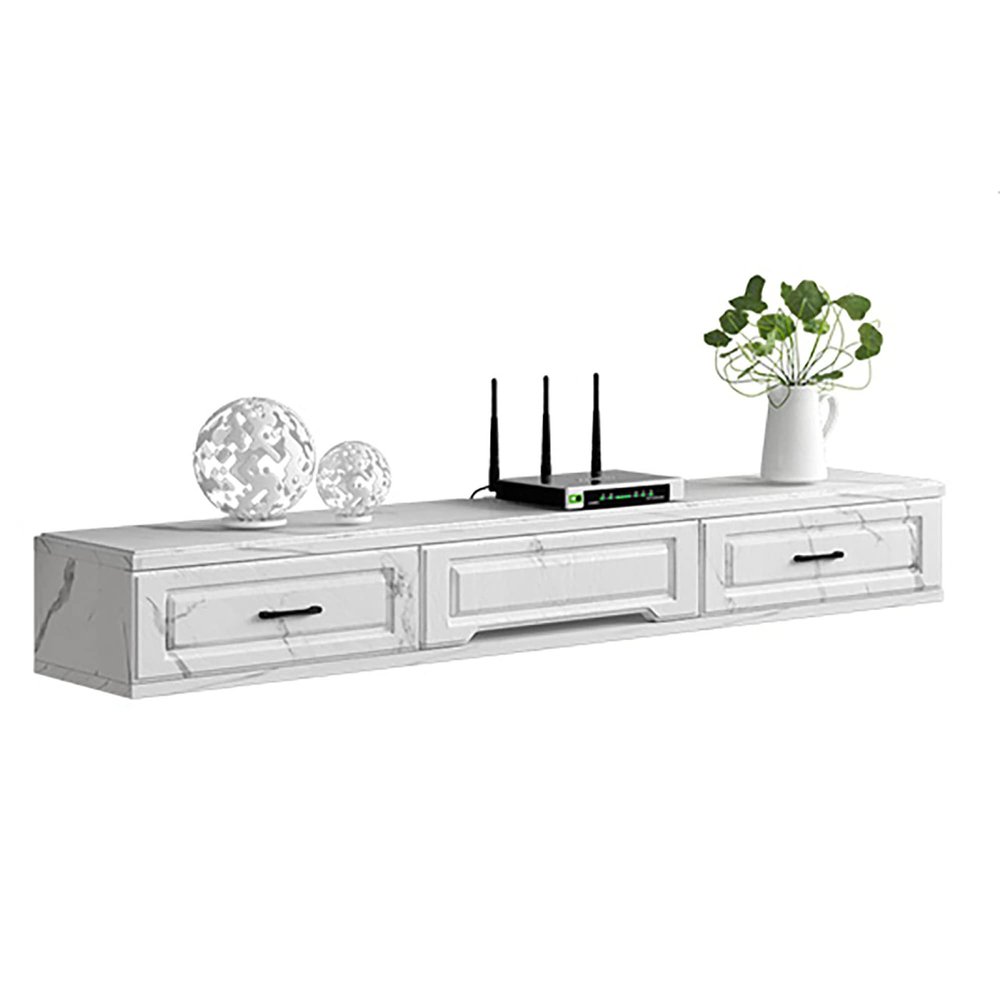 IBOWZ Floating TV Stand Cabinet Hanging TV Console,Matte Wood Multimedia Storage Shelf with Drawer,Floating TV Stand Cabinet for Living Room Bedroom Office Background Wall