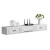IBOWZ Floating TV Stand Cabinet Hanging TV Console,Matte Wood Multimedia Storage Shelf with Drawer,Floating TV Stand Cabinet for Living Room Bedroom Office Background Wall view 1