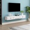 IBOWZ Floating TV Stand Cabinet Hanging TV Console,Matte Wood Multimedia Storage Shelf with Drawer,Floating TV Stand Cabinet for Living Room Bedroom Office Background Wall view 3