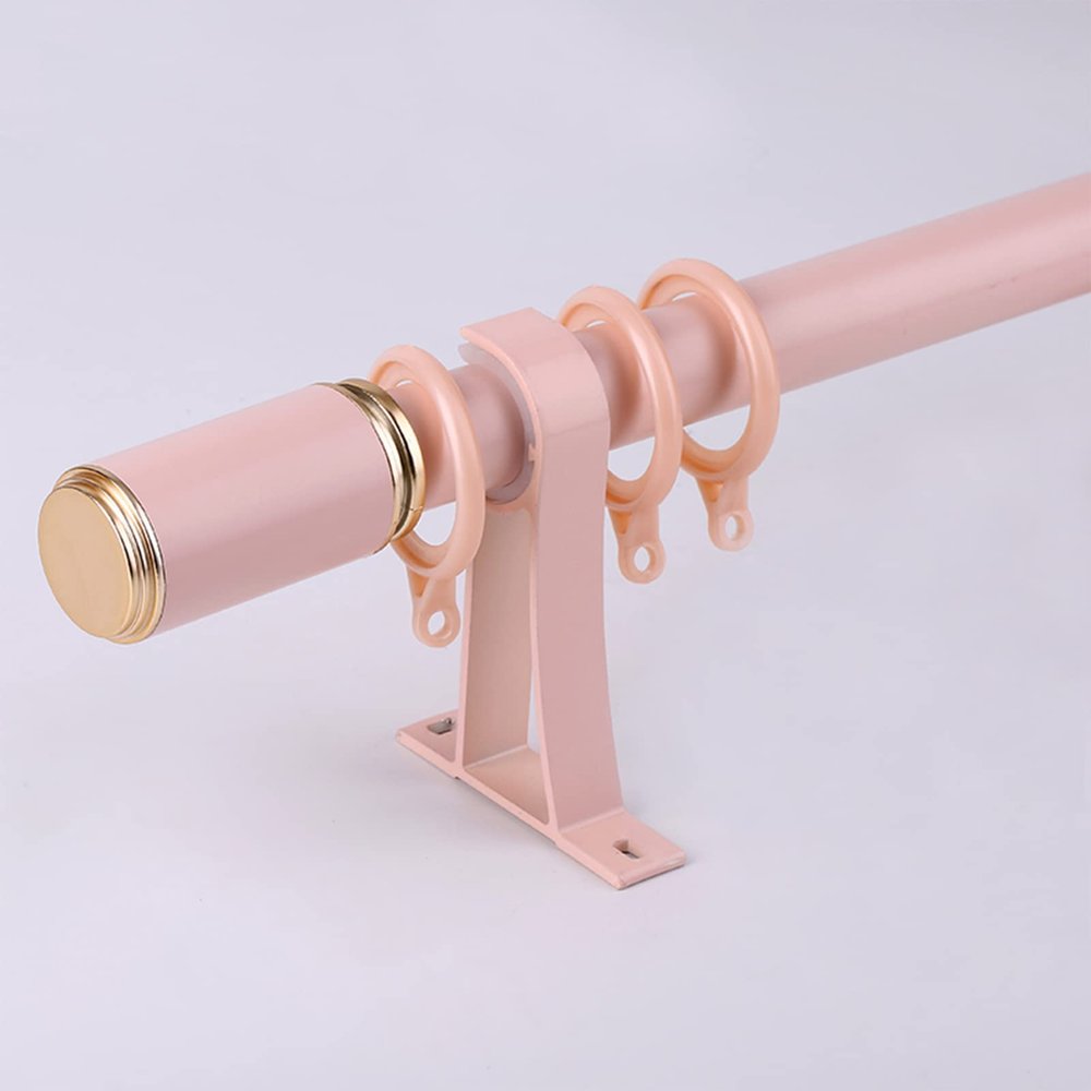 TEN-HIGH Curtain Rods 5.91ft, 2pcs Anti-noise Curtain Rods for Windows,Aluminium Curtain Pole with Connectors Brackets for Living Room, Bathroom, Bedroom(Pink Color, Thickness: 1.8mm)
