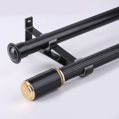 TEN-HIGH Curtain Rods 18.37ft, 2 Pack Anti-noise Curtain Rods for Windows,Aluminium Curtain Pole with Connectors Brackets for Living Room, Bathroom, Bedroom(Black Color, Thickness: 1.3mm)