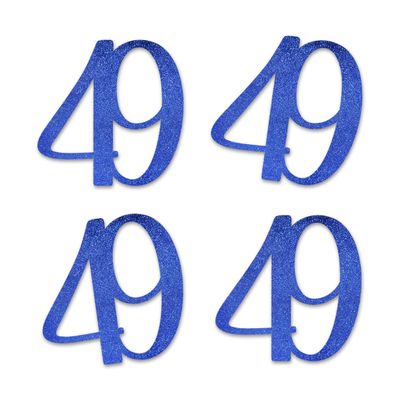Blue Glitter 49 Cut-Out Numbers, 49th Birthday Party Anniversary Decorations DIY Essentials