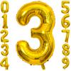 3 Number Balloon Gold 40 inch Big Foil Mylar 3rd Balloons for 3 Year Old Boy Girl Birthday Party Decorations Wedding Anniversary Events Supplies view 1