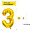 3 Number Balloon Gold 40 inch Big Foil Mylar 3rd Balloons for 3 Year Old Boy Girl Birthday Party Decorations Wedding Anniversary Events Supplies view 2