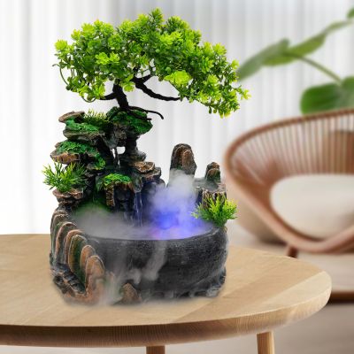 Atomizing Rockery Water Fountain, Indoor Relaxation Desktop Fountain Waterfall, Desktop Chinese Fengshui LED Lamp Waterfall for Home Office Relaxation