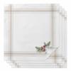 4 PCS Soft Cloth Napkins, Napkins Cloth Washable, Christmas Pine Branches and Pine Cones Country Style French Stripes White Reusable Dinner Napkins for Wedding, Party, Easter, Dinners (20"x20") view 1