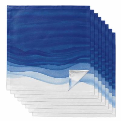 8 PCS Soft Cloth Napkins, Napkins Cloth Washable, Gradient Blue and White Watercolor Sea Wave Ripple Reusable Dinner Napkins for Wedding, Party, Easter, Dinners (20"x20")