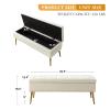 HULALA HOME Modern Velvet Storage Ottoman Bench with Gold Base & Nailhead Trim, Upholstered Bedroom Bench for End of Bed, Button-Tufted Footstool for Entryway Living Room Dining Room, Ivory view 2