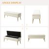 HULALA HOME Modern Velvet Storage Ottoman Bench with Gold Base & Nailhead Trim, Upholstered Bedroom Bench for End of Bed, Button-Tufted Footstool for Entryway Living Room Dining Room, Ivory view 3