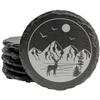Elevate Your Tabletop: Handcrafted Slate Coasters with Stunning Mountain Art - Round Slate - Set of 4 view 1