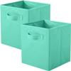 PowerKing Collapsible Storage Cubes with Handles, Fabric Foldable Bins for Closet Shelves, Durable Organization Storage Bins, 10.5'' x 11'' x 10.5'' (2Pack, New Green) view 1